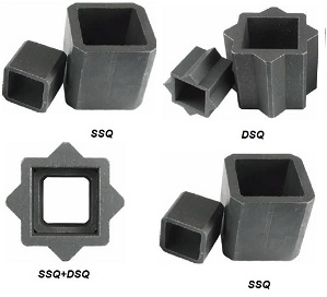 Adaptors - Reducer sleeves DSQ & SSQ. Square-square and squire-double square. Sizes 6,7,9,10,11,12,14,17,19,22,27,32,36,46 and 55 mm.